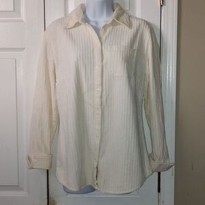 Croft & Barrow  soft  cream corduroy button down shirt Sz S